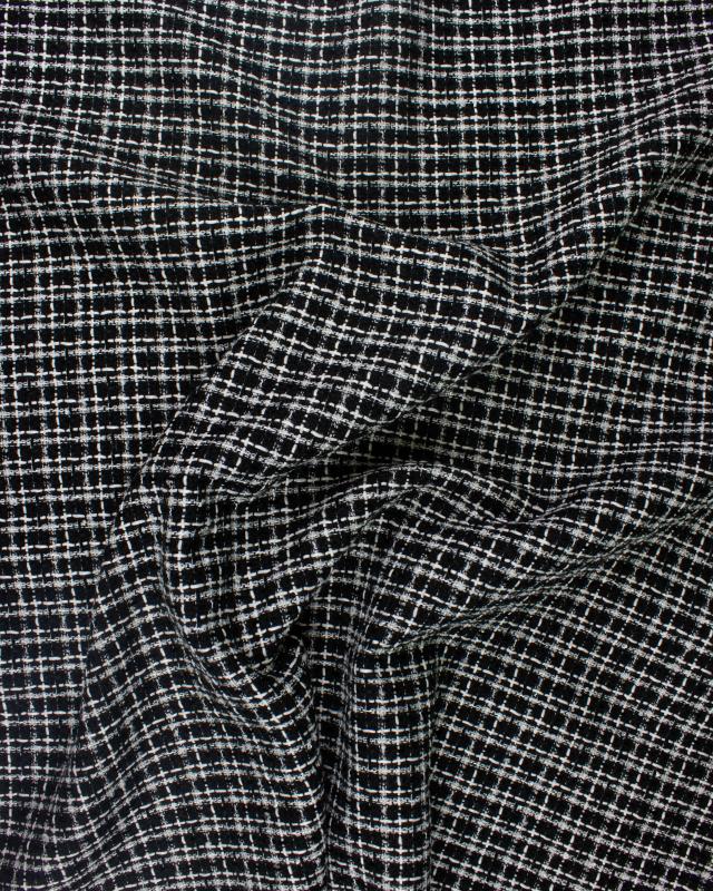 Tweed with squares Black - Tissushop
